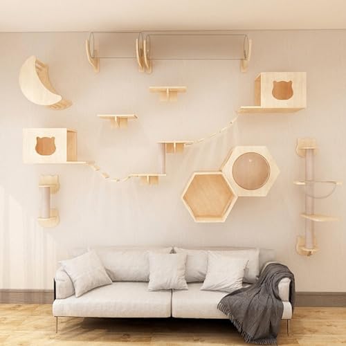 RUYICZB Kletterwand Katzen, Hölzerne Katzenwandmöbel, Katzenkletterbaum, Hölzerner Kratzbaum, Stabile Katzenmöbel, Katzenregale Und Sitzstangen Für Wand, Kletterregal Spielplatz,D RUYICZB Kletterwand Katzen, Hölzerne Katzenwandmöbel, Katzenkletterbaum, Hölzerner Kratzbaum, Stabile Katzenmöbel, Katzenregale Und Sitzstangen Für Wand, Kletterregal Spielplatz,D von RUYICZB