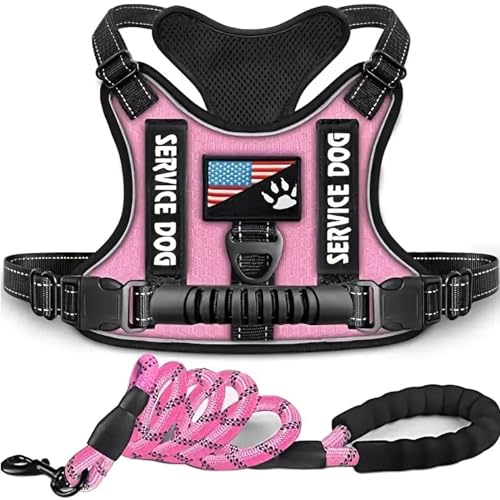 No-Pull Hundegeschirr, Taktisches Hund Brustgeschirr Con Steuergriff Reflektierendes Sicherheitsgeschirr Geschirr Verstellbare Gepolsterte Für Große/Mittelgroße/Puppia,Rosa,X Small von RUYICZB