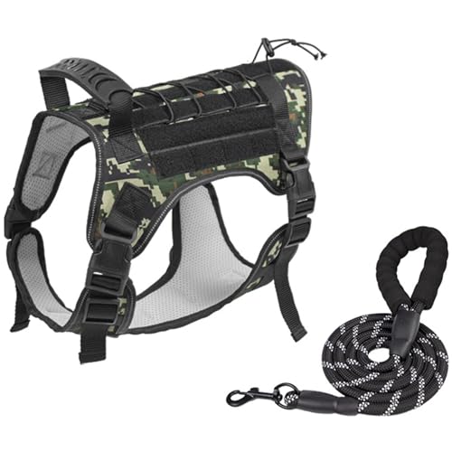 RUYICZB No Pull Sicherheitsgeschirr, Hundegeschirr, Taktisches Hundegeschirr Mittelgroße Hunde, Hunde Brustgeschirr Leine Rucksäcke Set Mit Griffe Für Große/Mittlere Hunde,Camo,L RUYICZB No Pull Sicherheitsgeschirr, Hundegeschirr, Taktisches Hundegeschirr Mittelgroße Hunde, Hunde Brustgeschirr Leine Rucksäcke Set Mit Griffe Für Große/Mittlere Hunde,Camo,L von RUYICZB
