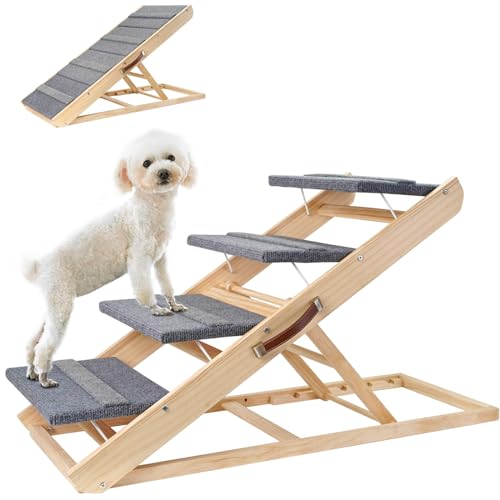 RUYICZB 2-In1 Klappbar Hunderampe Aus Holz Hundetreppe Für Katzen Und Hunde Haustiertreppe rutschfest Hundeeinstiegshilfe Für Bett Sofa Oder Auto Tierrampe Tiertreppe Hundeleiter Bis 50Kg,4 Steps RUYICZB 2-In1 Klappbar Hunderampe Aus Holz Hundetreppe Für Katzen Und Hunde Haustiertreppe rutschfest Hundeeinstiegshilfe Für Bett Sofa Oder Auto Tierrampe Tiertreppe Hundeleiter Bis 50Kg,4 Steps von RUYICZB