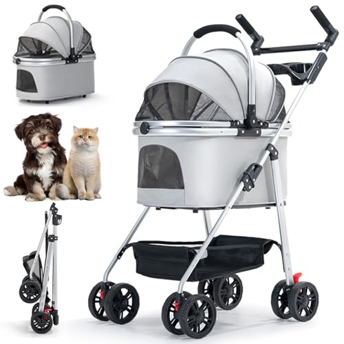 RUYICZB 3 In1 Hundebuggy Transporttasche Katzenbuggy Bis 15Kg, Tragbarer Haustier Kinderwagen,Hundewagen Mit Netzfenstern & Getränkehalter &Federstoßdämpfer Für Kleine Und Mittelgroße Katze Hund RUYICZB 3 In1 Hundebuggy Transporttasche Katzenbuggy Bis 15Kg, Tragbarer Haustier Kinderwagen,Hundewagen Mit Netzfenstern & Getränkehalter &Federstoßdämpfer Für Kleine Und Mittelgroße Katze Hund von RUYICZB