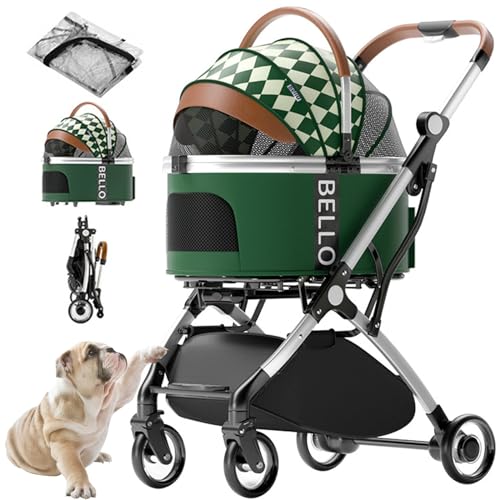 RUYICZB 3 in 1 Hundewagen, Hundebuggy Klappbar Bis 15 Kg Mit Abnehmbarem Korb Regenschutz Verstellbarem Griff Netzfenster, Haustierwagen Für Hunde & Katzen, Haustiere Buggy Katzenbuggy,Grün RUYICZB 3 in 1 Hundewagen, Hundebuggy Klappbar Bis 15 Kg Mit Abnehmbarem Korb Regenschutz Verstellbarem Griff Netzfenster, Haustierwagen Für Hunde & Katzen, Haustiere Buggy Katzenbuggy,Grün von RUYICZB