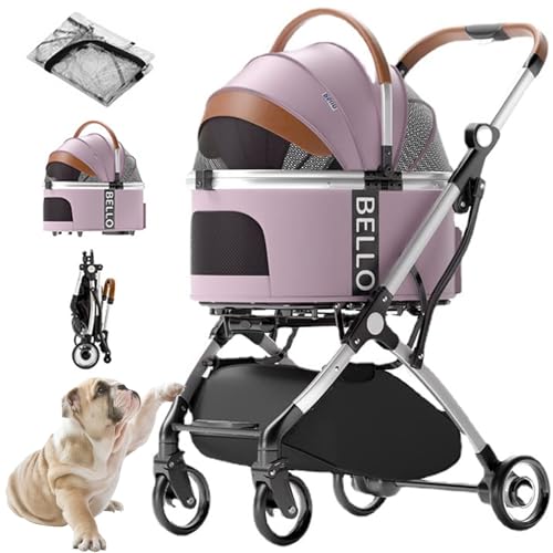 RUYICZB 3 in 1 Hundewagen, Hundebuggy Klappbar Bis 15 Kg Mit Abnehmbarem Korb Regenschutz Verstellbarem Griff Netzfenster, Haustierwagen Für Hunde & Katzen, Haustiere Buggy Katzenbuggy,Lila RUYICZB 3 in 1 Hundewagen, Hundebuggy Klappbar Bis 15 Kg Mit Abnehmbarem Korb Regenschutz Verstellbarem Griff Netzfenster, Haustierwagen Für Hunde & Katzen, Haustiere Buggy Katzenbuggy,Lila von RUYICZB