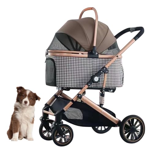RUYICZB Abnehmbarer Haustier-Buggy mit Tragetasche, Reise-Hundebuggy mit 4 Rädern, Aufbewahrungskorb und Autositz, Leichter Reise-Buggy für kleine Haustiere,Grau RUYICZB Abnehmbarer Haustier-Buggy mit Tragetasche, Reise-Hundebuggy mit 4 Rädern, Aufbewahrungskorb und Autositz, Leichter Reise-Buggy für kleine Haustiere,Grau von RUYICZB
