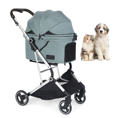 RUYICZB Atmungsaktiver, Faltbarer Jogger-Katzenkinderwagen mit Aufbewahrungskorb, Reise-Welpen Kinderwagen mit herausnehmbarem Einsatz und Getränkehalter,Grün RUYICZB Atmungsaktiver, Faltbarer Jogger-Katzenkinderwagen mit Aufbewahrungskorb, Reise-Welpen Kinderwagen mit herausnehmbarem Einsatz und Getränkehalter,Grün von RUYICZB