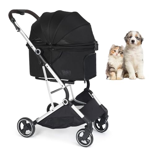 RUYICZB Atmungsaktiver, Faltbarer Jogger-Katzenkinderwagen mit Aufbewahrungskorb, Reise-Welpen Kinderwagen mit herausnehmbarem Einsatz und Getränkehalter,Schwarz RUYICZB Atmungsaktiver, Faltbarer Jogger-Katzenkinderwagen mit Aufbewahrungskorb, Reise-Welpen Kinderwagen mit herausnehmbarem Einsatz und Getränkehalter,Schwarz von RUYICZB