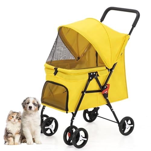 RUYICZB Atmungsaktiver, Faltbarer Jogger-Kinderwagen, Reise-Welpenkinderwagen mit um 360 ° drehbaren, stabilen Rädern und Aufbewahrungstasche an der Rückseite,Gelb RUYICZB Atmungsaktiver, Faltbarer Jogger-Kinderwagen, Reise-Welpenkinderwagen mit um 360 ° drehbaren, stabilen Rädern und Aufbewahrungstasche an der Rückseite,Gelb von RUYICZB