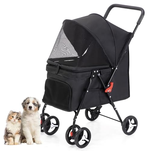 RUYICZB Atmungsaktiver, Faltbarer Jogger-Kinderwagen, Reise-Welpenkinderwagen mit um 360 ° drehbaren, stabilen Rädern und Aufbewahrungstasche an der Rückseite,Schwarz RUYICZB Atmungsaktiver, Faltbarer Jogger-Kinderwagen, Reise-Welpenkinderwagen mit um 360 ° drehbaren, stabilen Rädern und Aufbewahrungstasche an der Rückseite,Schwarz von RUYICZB