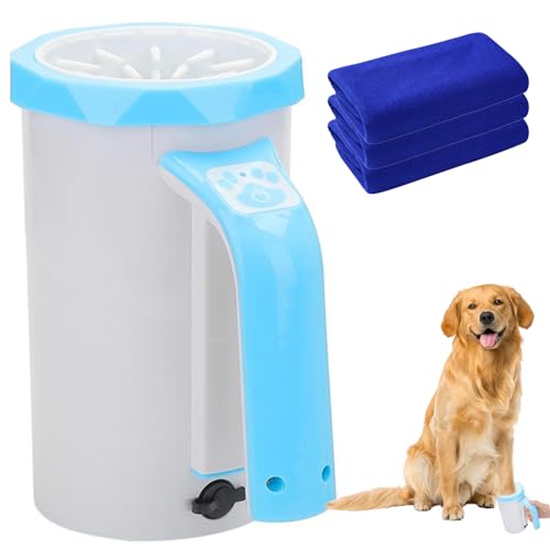RUYICZB Aufladbarer Automatischer Pfotenreiniger Für Hunde, Hundepfoten Reiniger Haustierpfotenreiniger Mit Weicher Silikonbürste, Hundefußwascher Für Pflege Großer Hunde Und Katzen,Blau von RUYICZB
