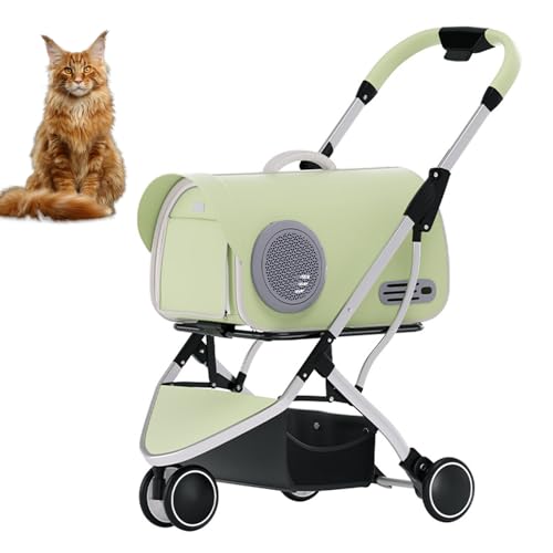 RUYICZB Cat Dog Cage Jogger-Kinderwagen für kleine/mittelgroße Hunde, Faltbarer Hundebuggy mit Aufbewahrungskorb und feststellbaren Rädern,Grün RUYICZB Cat Dog Cage Jogger-Kinderwagen für kleine/mittelgroße Hunde, Faltbarer Hundebuggy mit Aufbewahrungskorb und feststellbaren Rädern,Grün von RUYICZB