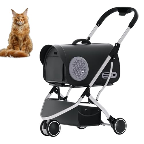 RUYICZB Cat Dog Cage Jogger-Kinderwagen für kleine/mittelgroße Hunde, Faltbarer Hundebuggy mit Aufbewahrungskorb und feststellbaren Rädern,Schwarz RUYICZB Cat Dog Cage Jogger-Kinderwagen für kleine/mittelgroße Hunde, Faltbarer Hundebuggy mit Aufbewahrungskorb und feststellbaren Rädern,Schwarz von RUYICZB