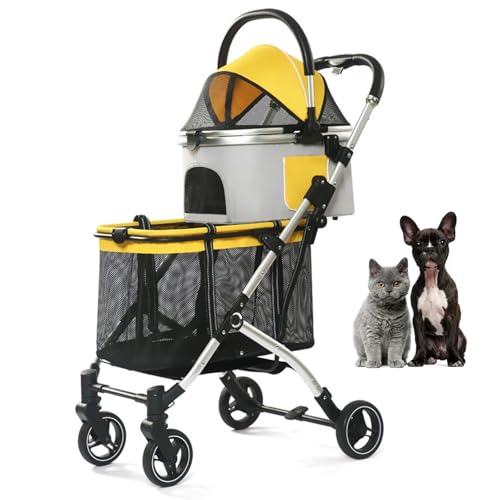 RUYICZB Doppelter Haustier-Buggy, zusammenklappbarer doppelter Hundebuggy mit herausnehmbarem Einsatz und Sicherheitsgurt, Haustier-Buggy mit 4 Rädern RUYICZB Doppelter Haustier-Buggy, zusammenklappbarer doppelter Hundebuggy mit herausnehmbarem Einsatz und Sicherheitsgurt, Haustier-Buggy mit 4 Rädern von RUYICZB