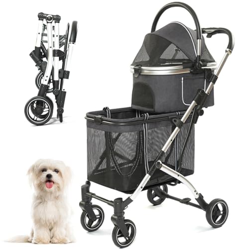 RUYICZB Double Pet Stroller Für 2 Kleine Hunde Oder Katzen Leichte Faltbare 4 Räder Doppel Hund Katze Käfig Jogger Kinderwagen Mit Abnehmbarem Träger Für Reise Camping RUYICZB Double Pet Stroller Für 2 Kleine Hunde Oder Katzen Leichte Faltbare 4 Räder Doppel Hund Katze Käfig Jogger Kinderwagen Mit Abnehmbarem Träger Für Reise Camping von RUYICZB