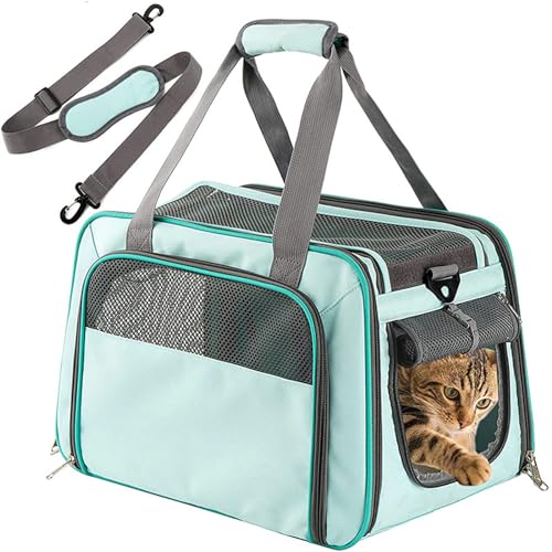 RUYICZB Faltbare Tragetaschen Hund Katze Reise Weichseitig Haustier Transportbox Haustiertasche Hund Mit Abnehmbarem Fleece Pad Und Atmungsaktivem Mesh Für Reisen Wandern Camping,Blau RUYICZB Faltbare Tragetaschen Hund Katze Reise Weichseitig Haustier Transportbox Haustiertasche Hund Mit Abnehmbarem Fleece Pad Und Atmungsaktivem Mesh Für Reisen Wandern Camping,Blau von RUYICZB