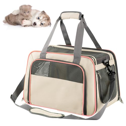 RUYICZB Faltbare Tragetaschen Hund Katze Reise Weichseitig Haustier Transportbox Haustiertasche Hund Mit Abnehmbarem Fleece Pad Und Atmungsaktivem Mesh Für Reisen Wandern Camping,Gelb von RUYICZB