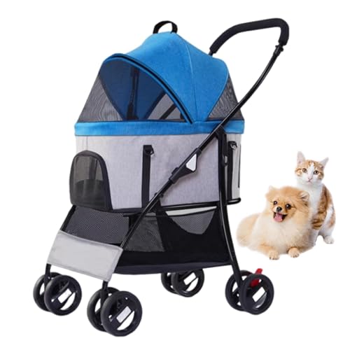 RUYICZB Faltbarer Hunde-/Katzenkäfig-Jogging-Kinderwagen, Leichter Haustier-Kinderwagen mit Aufbewahrungskorb, Hundebuggys mit Abnehmbarer Trage,Blau RUYICZB Faltbarer Hunde-/Katzenkäfig-Jogging-Kinderwagen, Leichter Haustier-Kinderwagen mit Aufbewahrungskorb, Hundebuggys mit Abnehmbarer Trage,Blau von RUYICZB