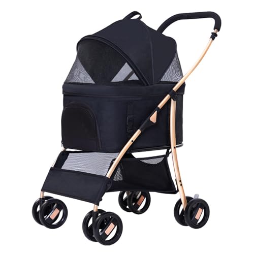 RUYICZB Faltbarer Hunde-/Katzenkäfig-Jogging-Kinderwagen, Leichter Haustier-Kinderwagen mit Aufbewahrungskorb, Hundebuggys mit Abnehmbarer Trage,Schwarz RUYICZB Faltbarer Hunde-/Katzenkäfig-Jogging-Kinderwagen, Leichter Haustier-Kinderwagen mit Aufbewahrungskorb, Hundebuggys mit Abnehmbarer Trage,Schwarz von RUYICZB