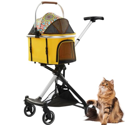 RUYICZB Haustier Kinderwagen, Hundebuggy Mit Kissen, Hundewagen Kleine Und Mittle Hunde Bis 15Kg, Abnehmbarem Hundebox Faltbar Hundekinderwagen Mit Aufbewahrungskorb,Gelb RUYICZB Haustier Kinderwagen, Hundebuggy Mit Kissen, Hundewagen Kleine Und Mittle Hunde Bis 15Kg, Abnehmbarem Hundebox Faltbar Hundekinderwagen Mit Aufbewahrungskorb,Gelb von RUYICZB