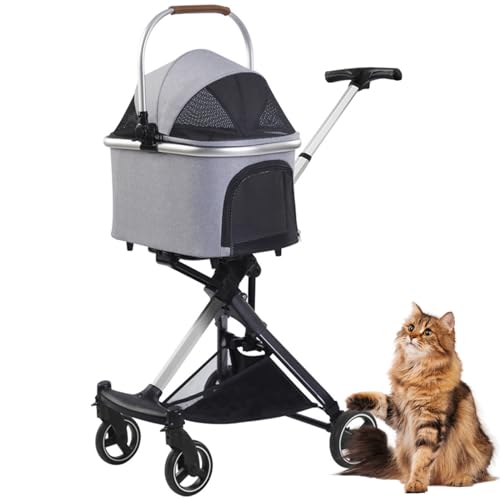 RUYICZB Haustier Kinderwagen, Hundebuggy Mit Kissen, Hundewagen Kleine Und Mittle Hunde Bis 15Kg, Abnehmbarem Hundebox Faltbar Hundekinderwagen Mit Aufbewahrungskorb,Grau RUYICZB Haustier Kinderwagen, Hundebuggy Mit Kissen, Hundewagen Kleine Und Mittle Hunde Bis 15Kg, Abnehmbarem Hundebox Faltbar Hundekinderwagen Mit Aufbewahrungskorb,Grau von RUYICZB