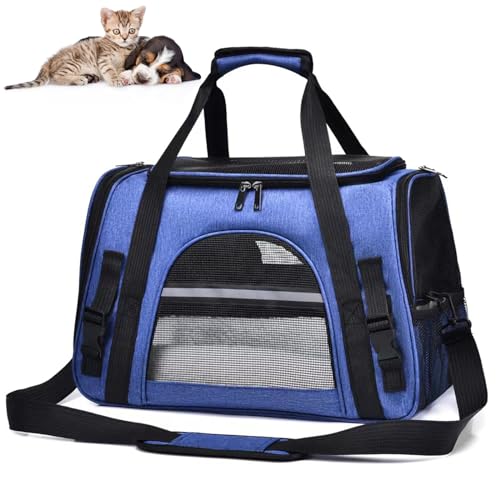 RUYICZB Haustier Tragetasche, Fluggesellschaft Genehmigt, Haustier-Reisetasche, Tragbare Tasche Zuhause Für Kleine Hunde, Katzen Und Welpen, Kleine Tiere,Dark Blue von RUYICZB