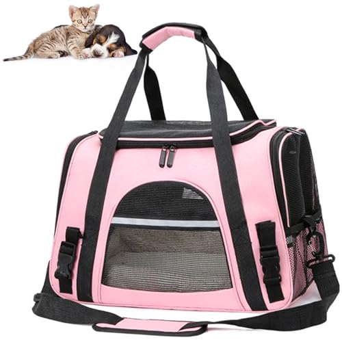 RUYICZB Haustier Tragetasche, Fluggesellschaft Genehmigt, Haustier-Reisetasche, Tragbare Tasche Zuhause Für Kleine Hunde, Katzen Und Welpen, Kleine Tiere,Rosa von RUYICZB