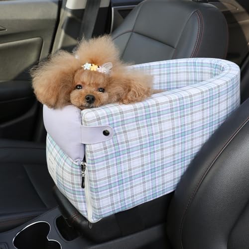 RUYICZB Hunde Autositz Der Auto Mittelarmlehne Hundesitz Auto Für Hunde Katzen Tragbare Konsole Hund Autositz Waschbar Hund Katze Booster Sitz Auf Auto Armlehne,Purple m,Single Armrest von RUYICZB