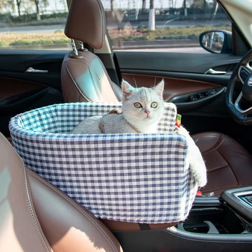 RUYICZB Hunde Autositz Für Kleine Hunde, Hundesitz Auto Mittelkonsole Mit Verbesserten Sicherheitsgurten, Waschbarem, Dickem Kissen Für Kleine Hunde Bis Zu 5KG 50X20X24CM,Blau RUYICZB Hunde Autositz Für Kleine Hunde, Hundesitz Auto Mittelkonsole Mit Verbesserten Sicherheitsgurten, Waschbarem, Dickem Kissen Für Kleine Hunde Bis Zu 5KG 50X20X24CM,Blau von RUYICZB
