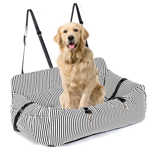 RUYICZB Hunde Autositz Für Mittlere Hunde Oder 2 Kleine Hunde, Hundeautositz Hundedecke Hundesitz Auto Für Rückbank Abnehmbar Waschbarer Autositz Hund Mit 2 Anschnallgurte,Stripe c RUYICZB Hunde Autositz Für Mittlere Hunde Oder 2 Kleine Hunde, Hundeautositz Hundedecke Hundesitz Auto Für Rückbank Abnehmbar Waschbarer Autositz Hund Mit 2 Anschnallgurte,Stripe c von RUYICZB