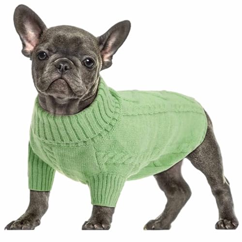 RUYICZB Hunde-Pullover, Welpen-Pullover Für Kleine Hunde, Warme Winter Herbst Hund Kabel Strickwaren, Rollkragen Lange Ärmel Stricken Pullover Für Große Mittlere Hunde Weihnachten,Grün,M von RUYICZB