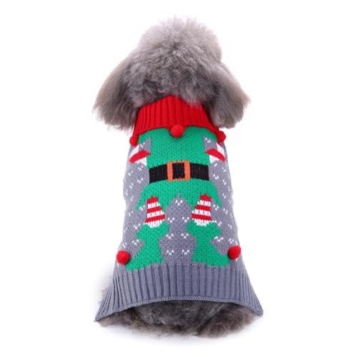 RUYICZB Hunde-Weihnachtspullover, Klassischer Schneeflocken-Rollkragenpullover Für Welpen, Weihnachtspullover Für Hunde, Winterkleidung, Warmer Pullover Für Yorkies, Chihuahua,Grau,M von RUYICZB