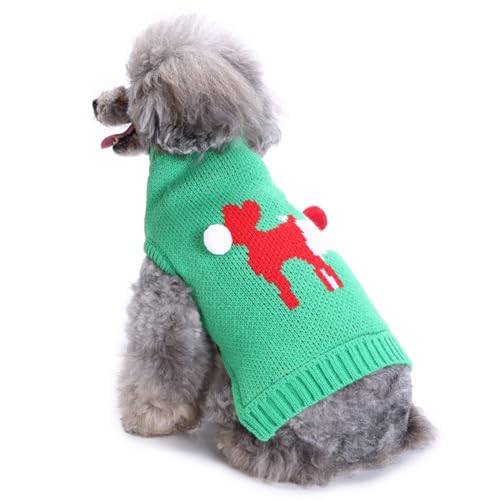 RUYICZB Hunde-Weihnachtspullover, Klassischer Schneeflocken-Rollkragenpullover Für Welpen, Weihnachtspullover Für Hunde, Winterkleidung, Warmer Pullover Für Yorkies, Chihuahua,Green a,XL von RUYICZB