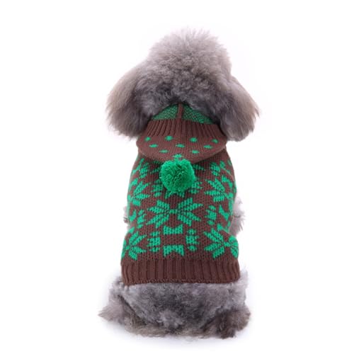 RUYICZB Hunde-Weihnachtspullover, Klassischer Schneeflocken-Rollkragenpullover Für Welpen, Weihnachtspullover Für Hunde, Winterkleidung, Warmer Pullover Für Yorkies, Chihuahua,Green b,L von RUYICZB