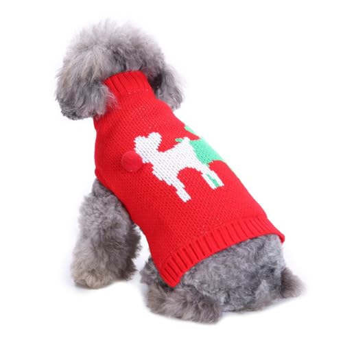 RUYICZB Hunde-Weihnachtspullover, Klassischer Schneeflocken-Rollkragenpullover Für Welpen, Weihnachtspullover Für Hunde, Winterkleidung, Warmer Pullover Für Yorkies, Chihuahua,Red a,L von RUYICZB