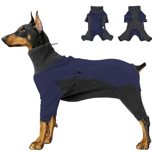 RUYICZB Hunde Winterjacken Wintermäntel Fleece Overall Hundemantel Kleine Mittlere Große Hunde Winterkleidung Im Innen- Und Außenbereich Reißverschluss Haustierbekleidung,Blue+Gray,S von RUYICZB