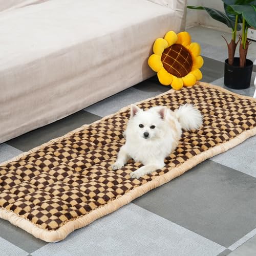 RUYICZB Hundebett Abdeckung Sofa Protector, Garten Chic Baumwolle Schützende Couch Abdeckung, Große Karierte Quadrat Haustier Matte Bett Couch Abdeckung,Kaffee,35.4in*63in von RUYICZB