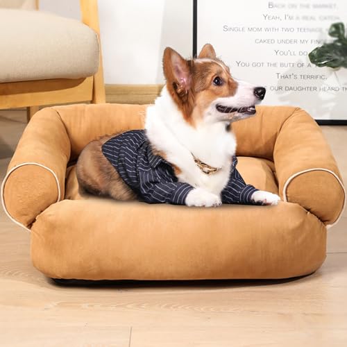 RUYICZB Hundebett-Hundekissen Waschbar, Ergonomisches Hundesofa Für Kleine Und Mittelgroße Hunde, Hundekorb Grosse Hunde Mit Orthopädischer Schaumstoff, rutschfest Boden,Khaki,3XL von RUYICZB