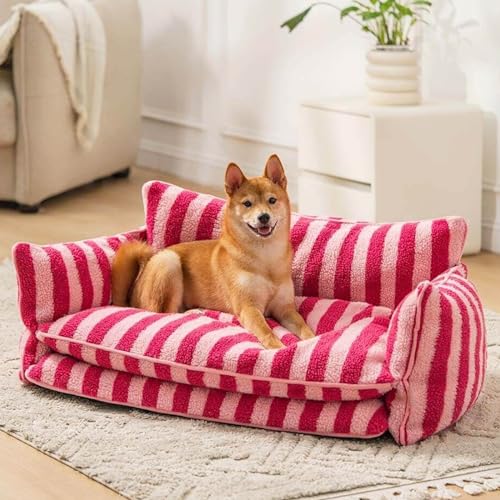 RUYICZB Hundebett Kleine Hunde, Hundesofa Für Mittlere Große Kleine Hunde, Hundekissen Flauschig Hundekorb Bezug Abnehmbar Und Waschbar rutschfeste Unterseite,Rosa,65x40x30cm von RUYICZB