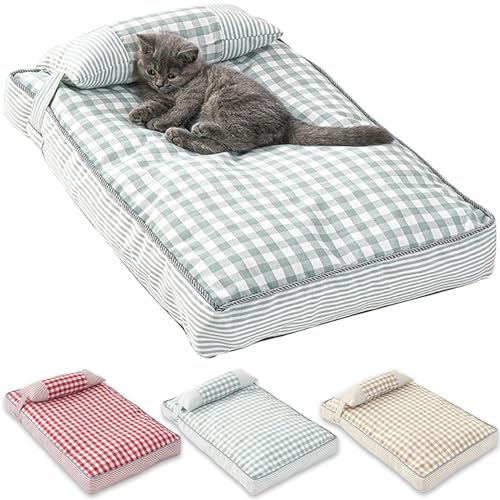 RUYICZB Hundebett Mit Kissen Für Kleine Und Mittelgroße Hunde, Hundekäfig-Haustierhüttenpolster Mit Abnehmbarem Bezug, Maschinenwaschbar, rutschfeste Unterseite, Karierte Matratze,Grün,L RUYICZB Hundebett Mit Kissen Für Kleine Und Mittelgroße Hunde, Hundekäfig-Haustierhüttenpolster Mit Abnehmbarem Bezug, Maschinenwaschbar, rutschfeste Unterseite, Karierte Matratze,Grün,L von RUYICZB