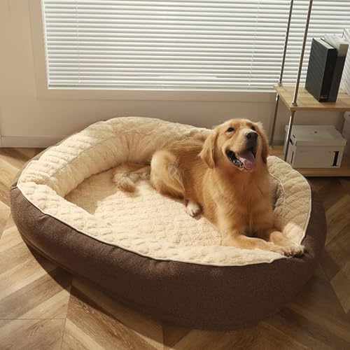 RUYICZB Hundebetten Für Große Hunde, Ovales, Rundes Haustierkuschelbett, Weiches, Waschbares Hundebett, Wärmendes Katzenbett Mit Rutschfester Unterseite,95 Lx 70 Wx 24 W cm von RUYICZB