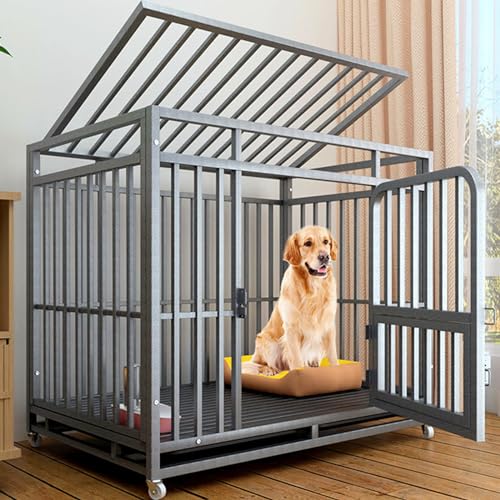 RUYICZB Hundebox Für Zuhause, Hundekäfig Hochbelastbar,Hundehütte Indoor Tiertransportbox Mit Doppeltüren Bodenschale,Hundegitterbox Für Große Mittelgrosse Kleine Hunde,43.3" Lx28.3 Wx37.4 H RUYICZB Hundebox Für Zuhause, Hundekäfig Hochbelastbar,Hundehütte Indoor Tiertransportbox Mit Doppeltüren Bodenschale,Hundegitterbox Für Große Mittelgrosse Kleine Hunde,43.3" Lx28.3 Wx37.4 H von RUYICZB