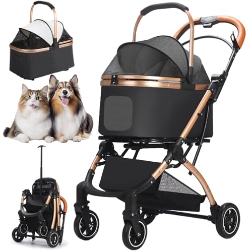 RUYICZB Hundebuggy 3 In1 Hundewagen Hundebox Transporttasche,Faltbar Klappbar Katzenwagen,Bis 15Kg,360° Verschleißfeste Gummiräder,Mit Ablagekorb,Netzfenstern Für Kleine Hunde & Katz,Schwarz RUYICZB Hundebuggy 3 In1 Hundewagen Hundebox Transporttasche,Faltbar Klappbar Katzenwagen,Bis 15Kg,360° Verschleißfeste Gummiräder,Mit Ablagekorb,Netzfenstern Für Kleine Hunde & Katz,Schwarz von RUYICZB