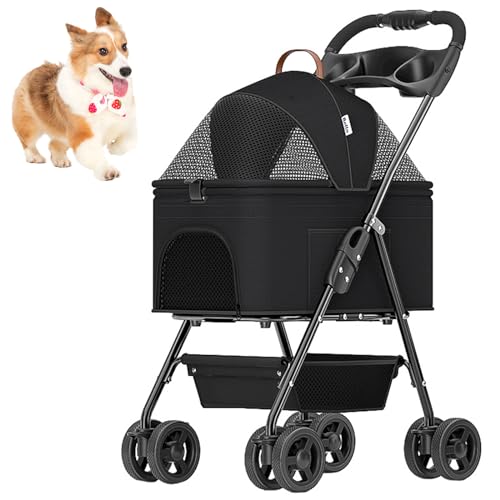 RUYICZB Hundebuggy 3 in 1 Hundewagen 12Kg Faltbar Hundetrolley Hundebox Tierbuggy Katzenbuggy Haustier Transport Mit Aufbewahrungskorb Und Getränkehalter, Abnehmbare Transporttasche,Schwarz RUYICZB Hundebuggy 3 in 1 Hundewagen 12Kg Faltbar Hundetrolley Hundebox Tierbuggy Katzenbuggy Haustier Transport Mit Aufbewahrungskorb Und Getränkehalter, Abnehmbare Transporttasche,Schwarz von RUYICZB