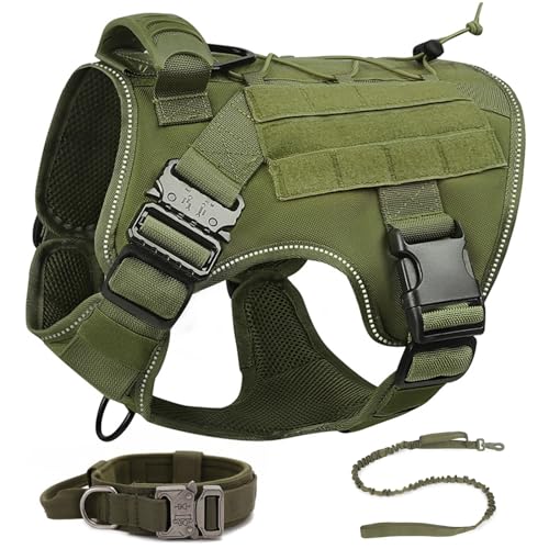 RUYICZB Hundegeschirr, Taktisches Geschirr Hund,No-Pull Einstellbar Sicherheitsgeschirr Hunde Brustgeschirr Molle-Panels Metallschnalle & Griffen,Hundeweste Für Große/Mittlere Hunde,Grün,X Large RUYICZB Hundegeschirr, Taktisches Geschirr Hund,No-Pull Einstellbar Sicherheitsgeschirr Hunde Brustgeschirr Molle-Panels Metallschnalle & Griffen,Hundeweste Für Große/Mittlere Hunde,Grün,X Large von RUYICZB