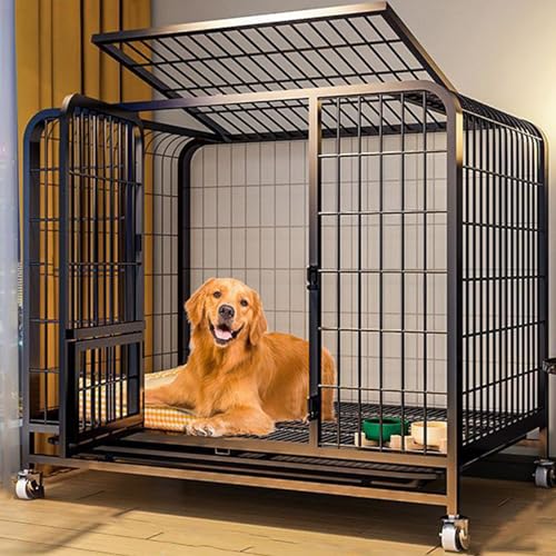 RUYICZB Hundekäfig Für Zuhause Große Mittelgrosse Hunde Transportbox Metall Transportkäfig Dog Crate Mit Rädern 2 Abschließbare Türen Und Abnehmbares Tablett,Schwarz,43.3" Lx28.3 Wx37.4 H RUYICZB Hundekäfig Für Zuhause Große Mittelgrosse Hunde Transportbox Metall Transportkäfig Dog Crate Mit Rädern 2 Abschließbare Türen Und Abnehmbares Tablett,Schwarz,43.3" Lx28.3 Wx37.4 H von RUYICZB