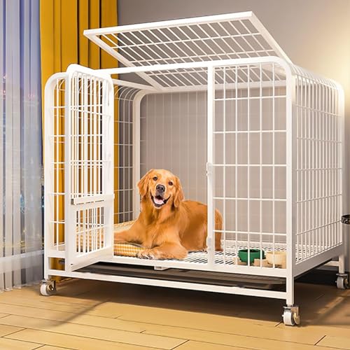 RUYICZB Hundekäfig Für Zuhause Große Mittelgrosse Hunde Transportbox Metall Transportkäfig Dog Crate Mit Rädern 2 Abschließbare Türen Und Abnehmbares Tablett,Weiß,43.3" Lx28.3 Wx37.4 H RUYICZB Hundekäfig Für Zuhause Große Mittelgrosse Hunde Transportbox Metall Transportkäfig Dog Crate Mit Rädern 2 Abschließbare Türen Und Abnehmbares Tablett,Weiß,43.3" Lx28.3 Wx37.4 H von RUYICZB