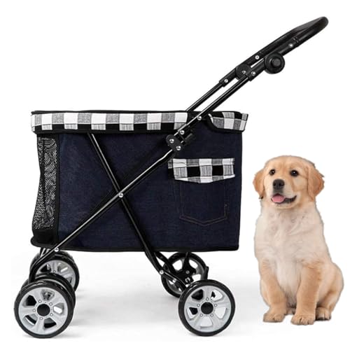 RUYICZB Hundekäfig-Jogger-Kinderwagen, Hundebuggy mit atmungsaktivem und sichtbarem Netz, zusammenklappbarer Haustier-Kinderwagen mit 4 Rädern,Schwarz RUYICZB Hundekäfig-Jogger-Kinderwagen, Hundebuggy mit atmungsaktivem und sichtbarem Netz, zusammenklappbarer Haustier-Kinderwagen mit 4 Rädern,Schwarz von RUYICZB