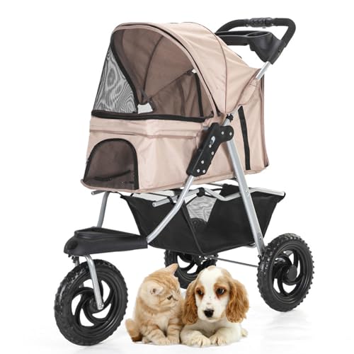 RUYICZB Hundekinderwagen mit 3 großen Rädern, Faltbarer Reisekinderwagen für Hunde mit Aufbewahrungskorb, Reisekinderwagen für Welpen mit Netzdach und Getränkehaltern,Orange RUYICZB Hundekinderwagen mit 3 großen Rädern, Faltbarer Reisekinderwagen für Hunde mit Aufbewahrungskorb, Reisekinderwagen für Welpen mit Netzdach und Getränkehaltern,Orange von RUYICZB