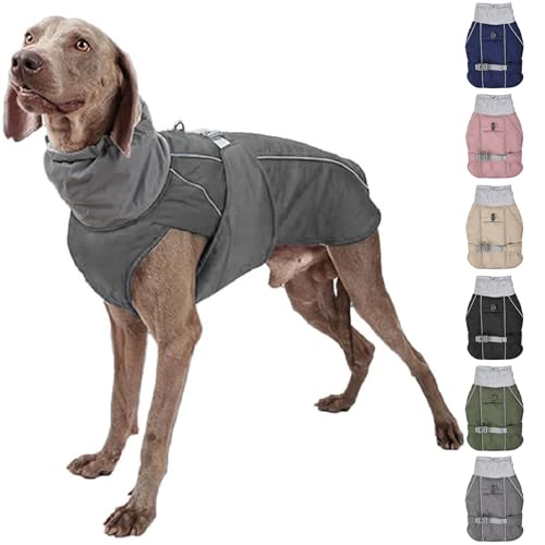 RUYICZB Hundemantel Winter Wärme Hundejacke Für Kleine Mittlere Große Hunde Hundebekleidung, Wasserdicht Winddicht Wintermantel, Reflektierend Hunde Winterjacke,Grau,XL von RUYICZB