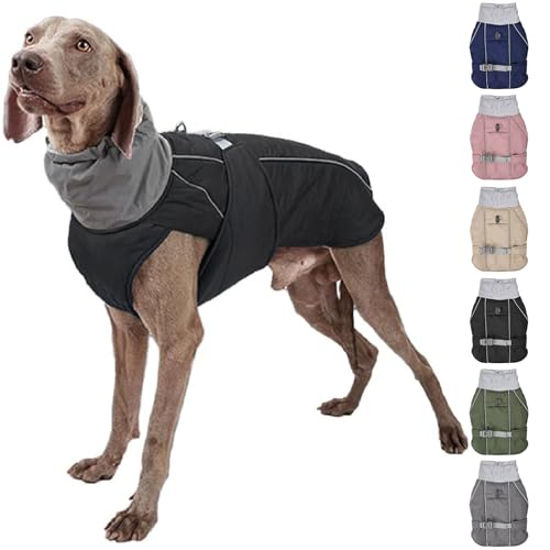 RUYICZB Hundemantel Winter Wärme Hundejacke Für Kleine Mittlere Große Hunde Hundebekleidung, Wasserdicht Winddicht Wintermantel, Reflektierend Hunde Winterjacke,Schwarz,L von RUYICZB