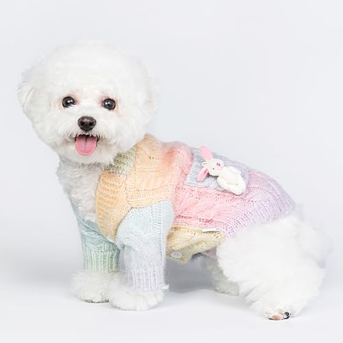 RUYICZB Hundepullover Für Kleine Hunde Mädchen, Hunde Strickjacken Kleidung Klassisch Mit Ärmeln Niedlich Bär Kaninchen, Welpe Katze Strick Outfits Hund Wintermäntel Warm Haustier Hund Pullover,XS von RUYICZB